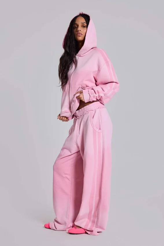 Rosa sportlicher, weit geschnittener „Monster“-Hoodie