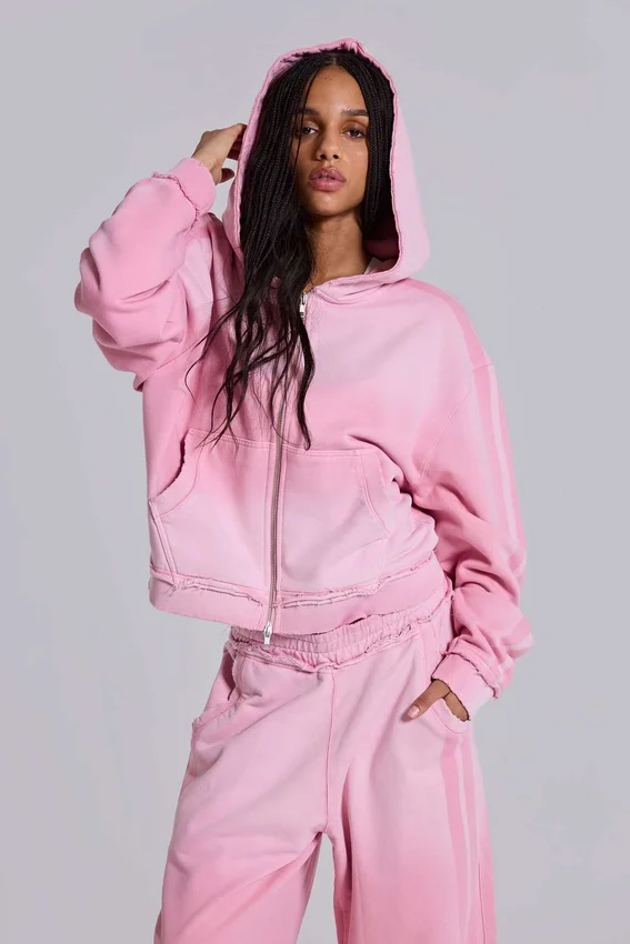 Rosa sportlicher, weit geschnittener „Monster“-Hoodie