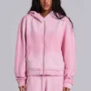 Rosa sportlicher, weit geschnittener „Monster“-Hoodie