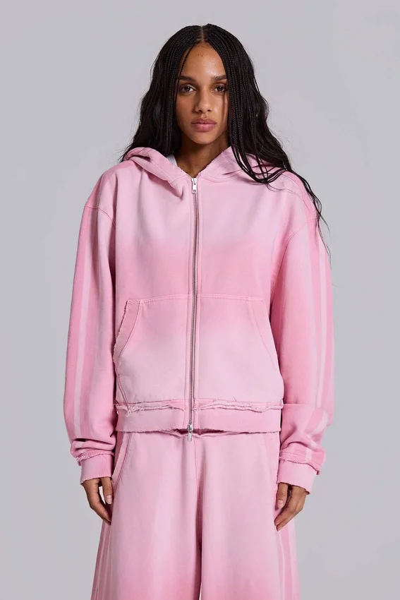 Rosa sportlicher, weit geschnittener „Monster“-Hoodie