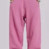 Rosa, weite Monster Joggers mit Umschlag