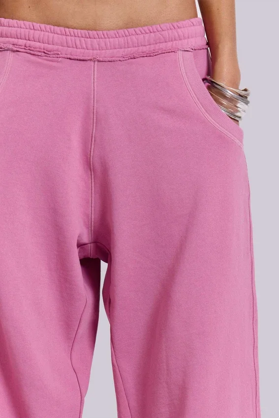 Rosa, weite Monster Joggers mit Umschlag