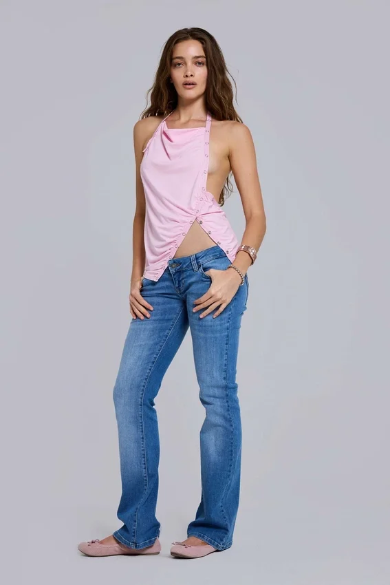Kelsey Low-Rise-Skinny-Bootcut-Jeans in mittlerer Waschung
