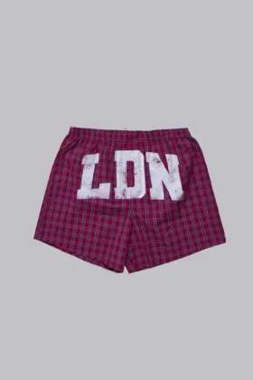 Rote Boxershorts mit Karomuster „LDN“