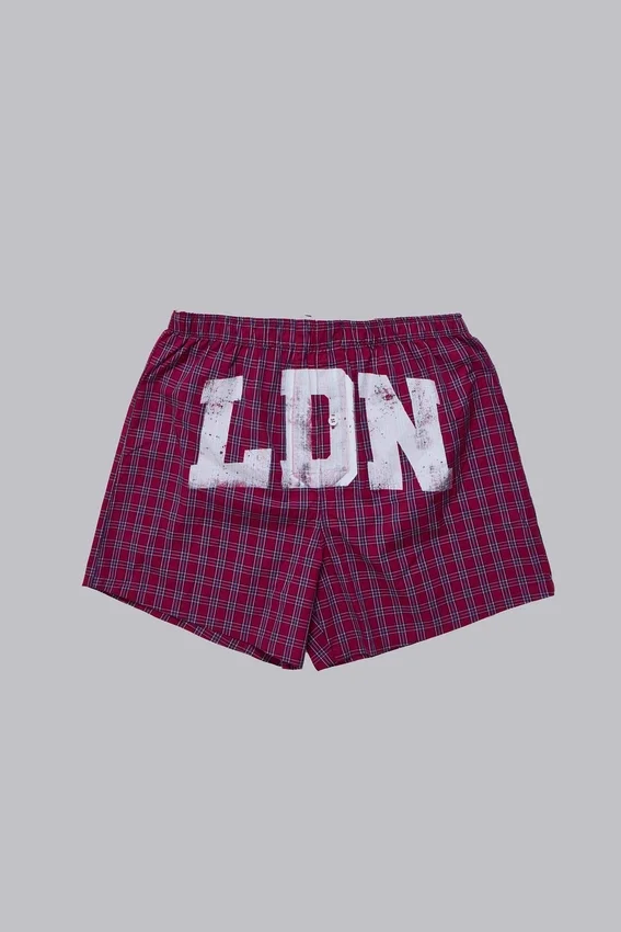 Rote Boxershorts mit Karomuster „LDN“