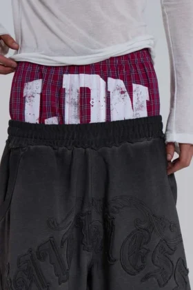 Rote Boxershorts mit Karomuster „LDN“