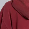 Roter, sonnenverblasster Hoodie mit Reißverschluss und Waffelpiqué-Futter
