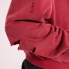 Roter, sonnenverblasster Hoodie mit Reißverschluss und Waffelpiqué-Futter