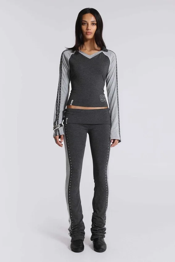 Rynna Sportliche Bootcut-Hose mit Umschlag