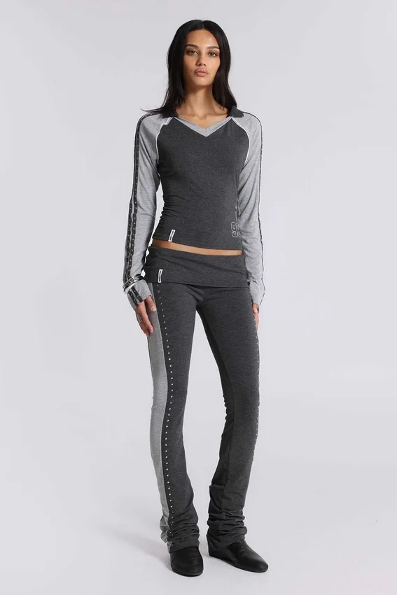 Rynna Sportliche Bootcut-Hose mit Umschlag