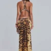Saffra Cut-Out-Maxikleid mit Tigerprint