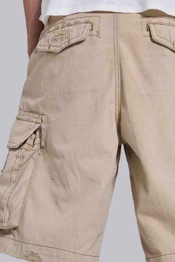 Sandfarbene Cargo-Shorts
