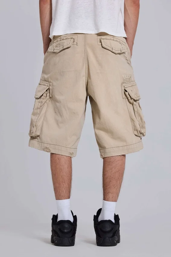 Sandfarbene Cargo-Shorts