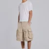 Sandfarbene Cargo-Shorts