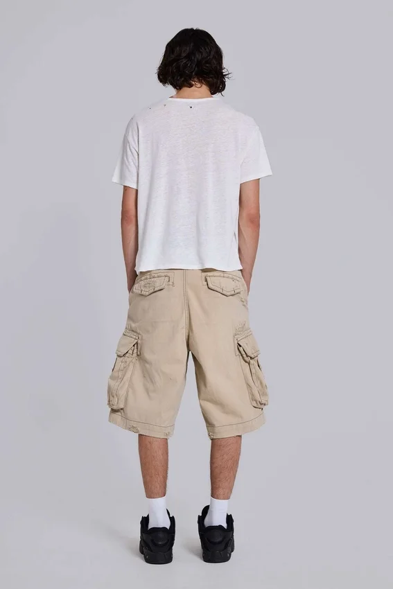 Sandfarbene Cargo-Shorts