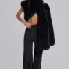 Saskia 2-in-1-Stola aus Kunstfell in Schwarz