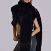 Saskia 2-in-1-Stola aus Kunstfell in Schwarz