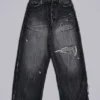 Schwarze, abgenutzte XL Colossus Jeans