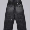 Schwarze, abgenutzte XL Colossus Jeans