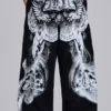 Schwarze Baggy-Monster Joggers mit Gothic-Print