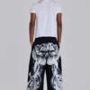 Schwarze Baggy-Monster Joggers mit Gothic-Print
