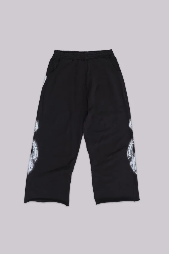 Schwarze Baggy-Monster Joggers mit Gothic-Print