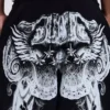 Schwarze Baggy-Monster Joggers mit Gothic-Print