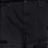 Schwarze Beach-Cargo-Shorts im Distressed-Look