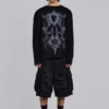 Schwarze Beach-Cargo-Shorts im Distressed-Look
