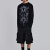 Schwarze Beach-Cargo-Shorts im Distressed-Look