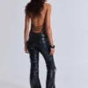 Schwarze „Carbon Black Studded Drift“ Bootcut-Hose