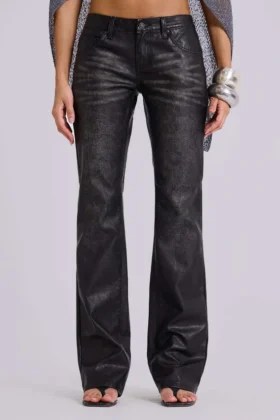 Schwarze Cooper-Jeans im Bootcut-Schnitt aus PU