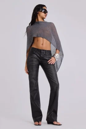 Schwarze Cooper-Jeans im Bootcut-Schnitt aus PU