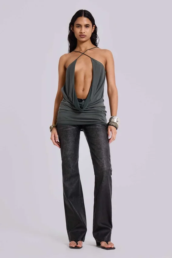 Schwarze Cooper-Jeans im Bootcut-Schnitt aus PU