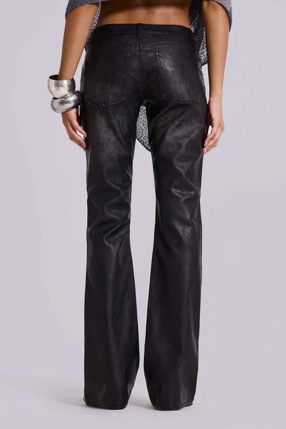 Schwarze Cooper-Jeans im Bootcut-Schnitt aus PU