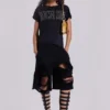 Schwarze Monster-Shorts im Distressed-Look