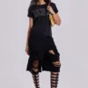 Schwarze Monster-Shorts im Distressed-Look