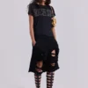 Schwarze Monster-Shorts im Distressed-Look