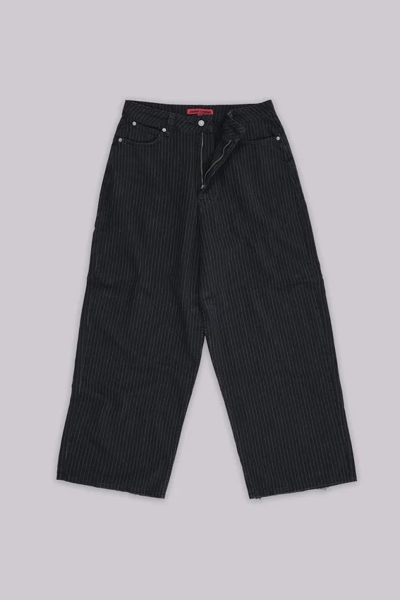 Schwarze, Nadelstreifen-Jeans „XL Colossus“