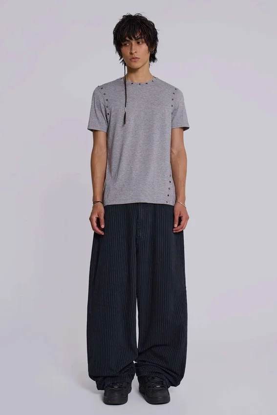 Schwarze, Nadelstreifen-Jeans „XL Colossus“