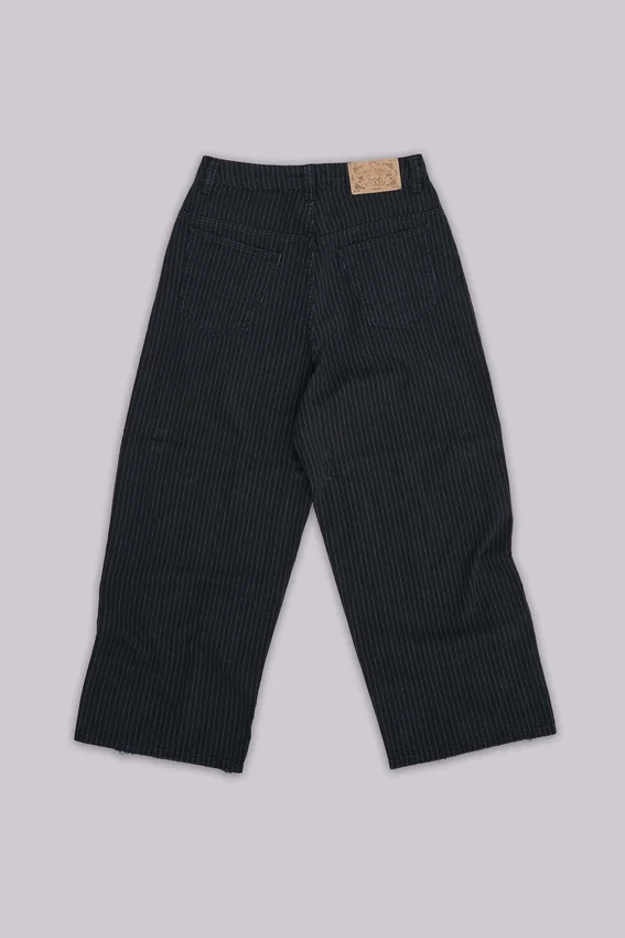 Schwarze, Nadelstreifen-Jeans „XL Colossus“