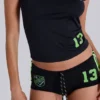 Schwarze „No. 13“ Football-Minishorts