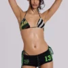Schwarze „No. 13“ Football-Minishorts