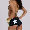 Schwarze „No. 13“ Football-Minishorts
