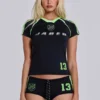 Schwarze „No. 13“ Football-Minishorts