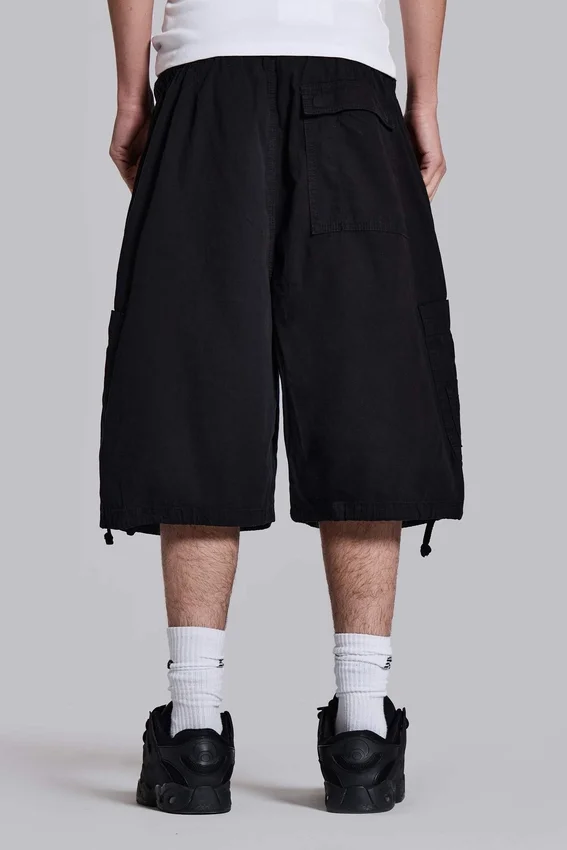 Schwarze Parachute Cargo-Baggy-Shorts
