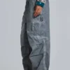 Schwarze Parachute Pants im Oil-Wash-Look