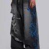 Schwarze Spike Airbrush XL Colossus Jeans mit Rissen