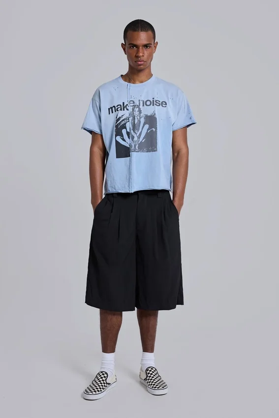 Schwarze, taillierte Goliath-Baggy-Shorts