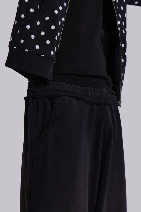 Schwarze, weit geschnittene Monster Joggers